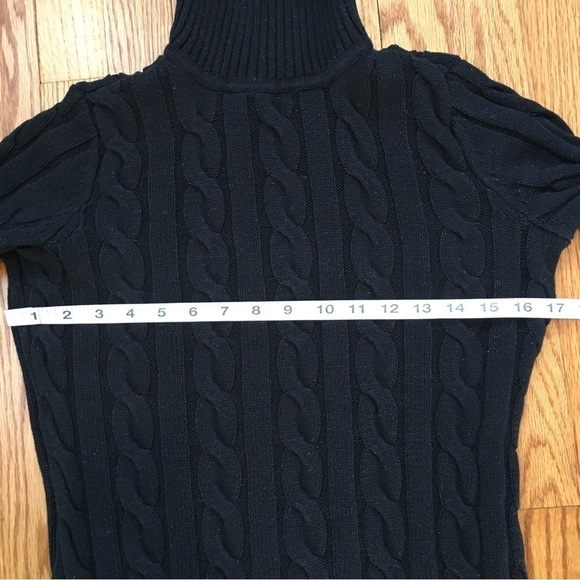 Studio Works Petite Black Turtle Neck Cable Knit Sweater - Picture 8 of 15